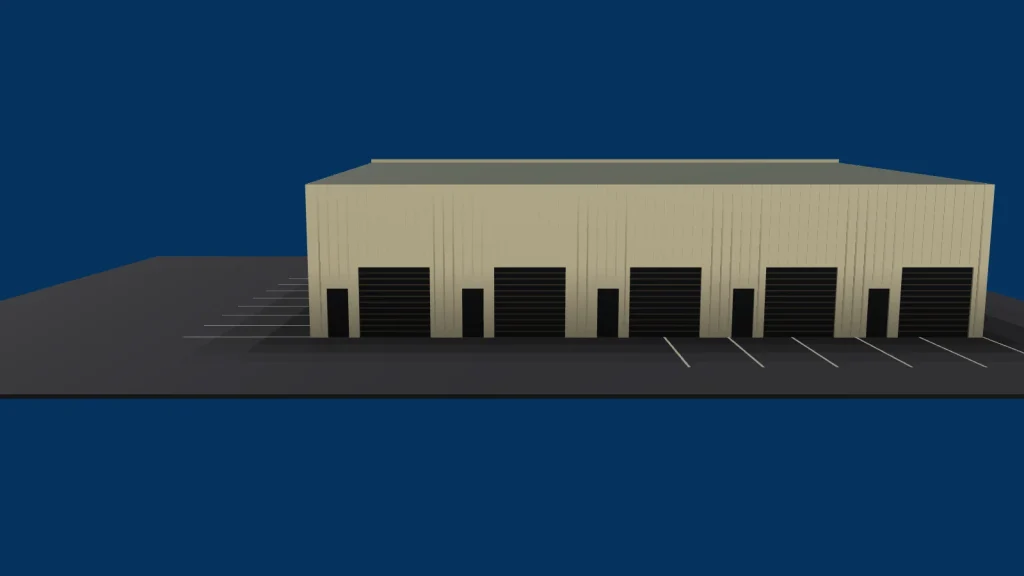 Deep Creek Commerce Center One from the rear, drawn to the dimensions on the approved plans