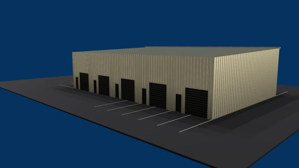 Deep Creek Commerce Center One from the rear right, drawn to the dimensions on the approved plans