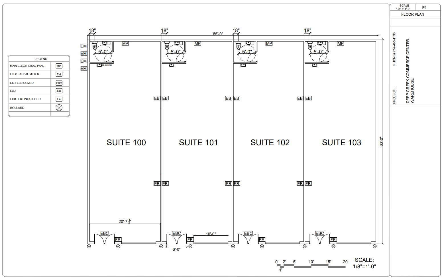 Deep Creek Commerce Center Two floor plan showing four suites